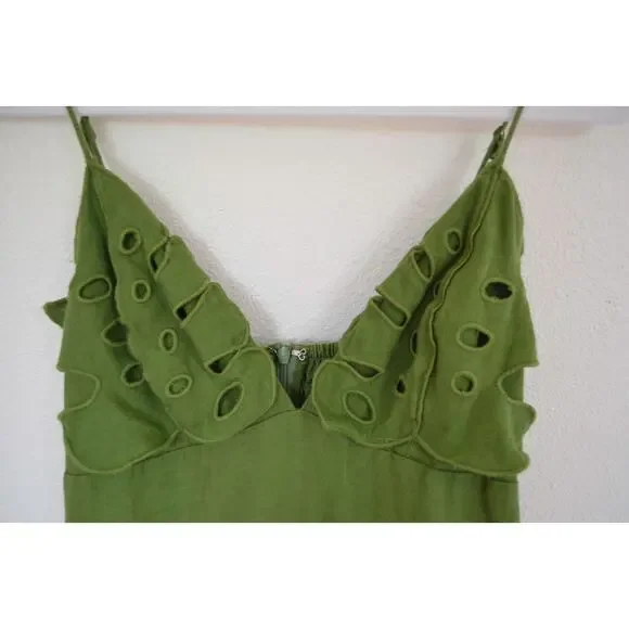 Farm Rio Green Monstera Embroidered Linen Midi Dress - Picture 6 of 8